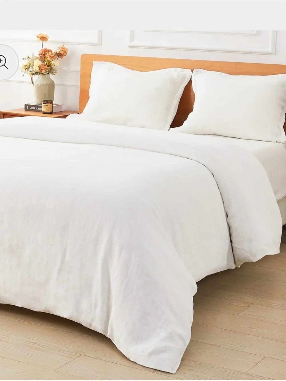 Mélange Home White 100% Linen Twin Duvet Cover 68x90 New in Original Pouch